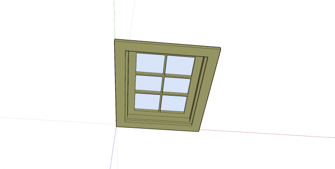 绿色边框矩形窗户su模型_图1