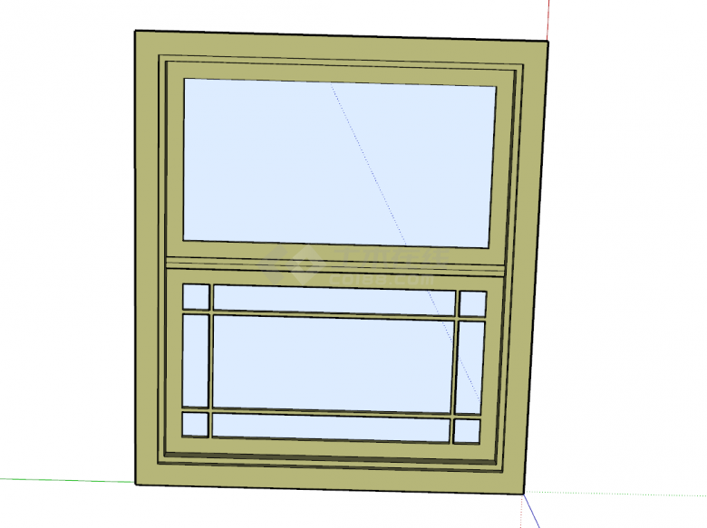 两扇现代矩形窗户su模型-图二