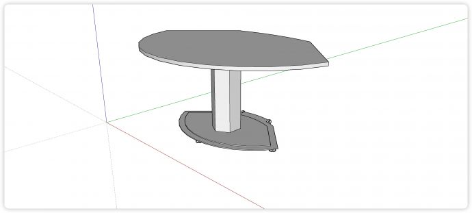扇形带轮子可移动办公桌su模型_图1