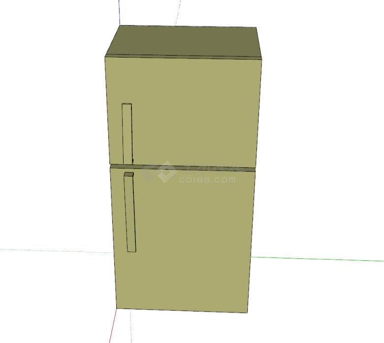 现代简约的双层冰箱su模型-图一