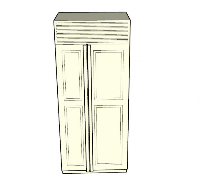 现代双开门大型冰箱su模型_图1