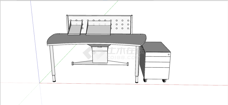 单人人造板材质办公桌su模型-图一