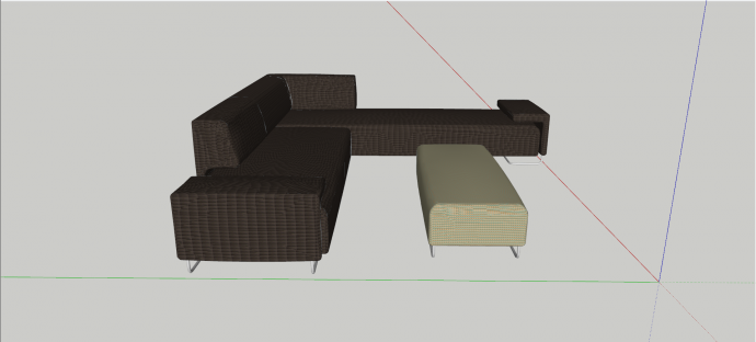 黑棕色转角布艺沙发su模型_图1