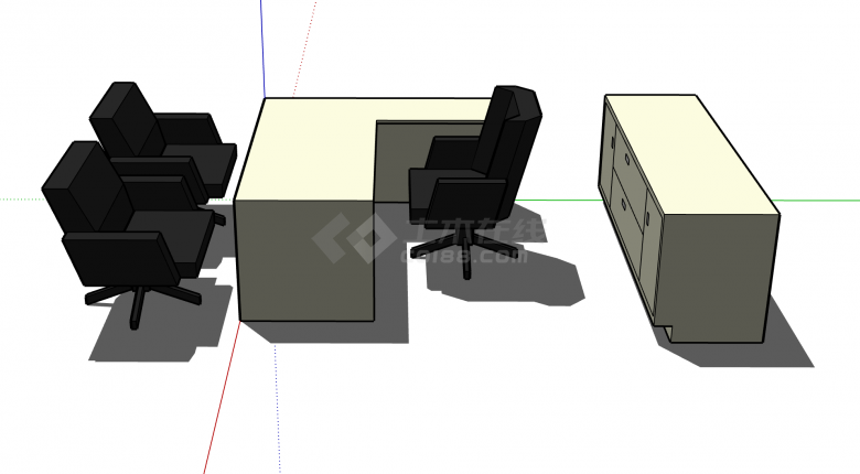 现代办公室办公桌su模型-图二