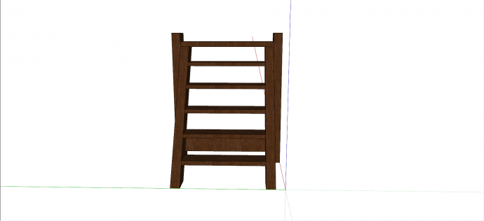 深棕色实木楼梯su模型_图1