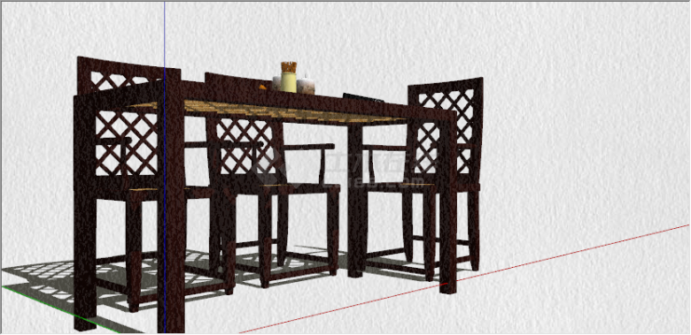 中式风格红木餐桌椅组合su模型-图二