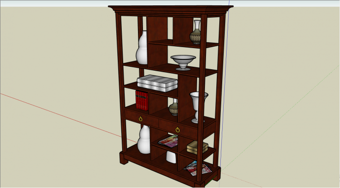 棕色的木质的酒水柜su模型_图1