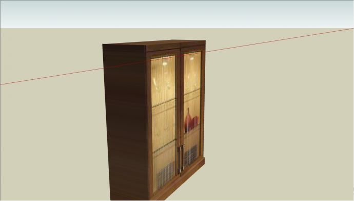 棕色的带有对开门的柜子su模型_图1