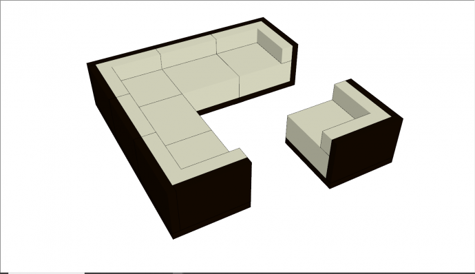 现代黑白特色组合式沙发su模型_图1