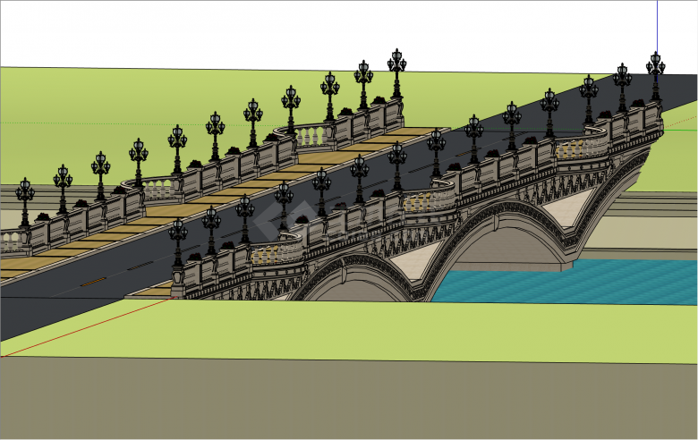 大型精美浮雕欧式风格景观桥su模型-图二