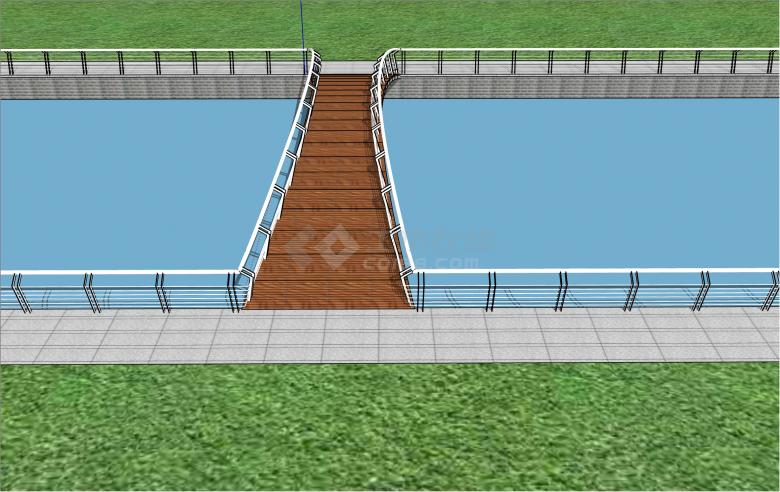 小型木质带扶手拱桥su模型-图二