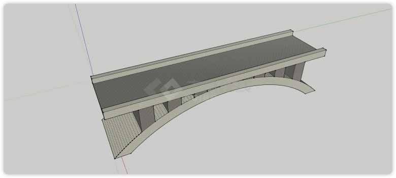 拱形桥墩平直桥面桥梁su模型-图二