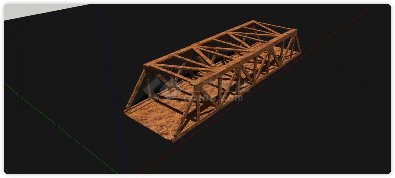 人字钢管结构桥梁su模型-图一