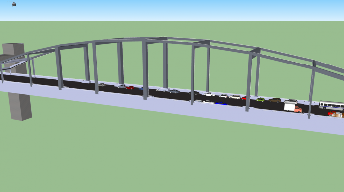 钢架构跨江大桥su模型_图1