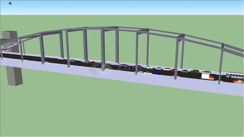 钢架构跨江大桥su模型-图一