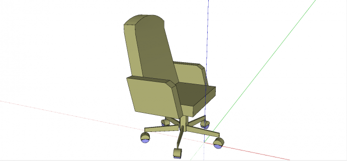 现代褐色带旋转滚轮类型办公椅su模型_图1