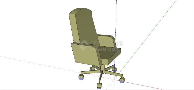 现代褐色带旋转滚轮类型办公椅su模型-图一