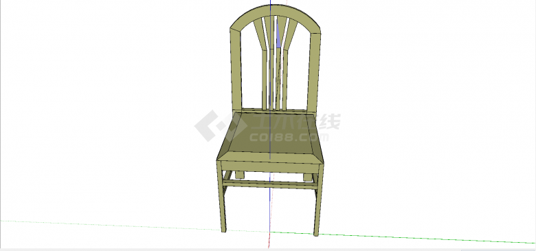 现代中式褐色平整带靠背木椅su模型-图二