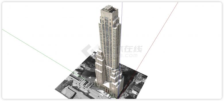 米黄色主体逐渐收窄造型摩天高层办公楼su模型-图一