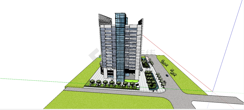 承业大厦高档办公楼含景观大楼设计su模型-图二
