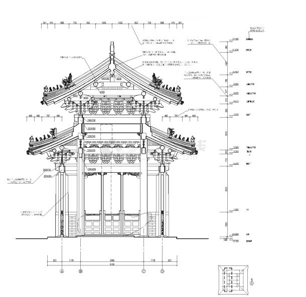 中式古建孔庙碑亭详图 -图一