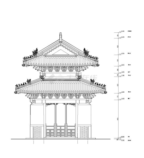 中式古建孔庙碑亭详图 -图二