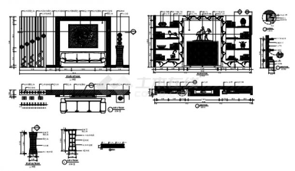 客厅背景墙装饰设计-详图CAD图-图一