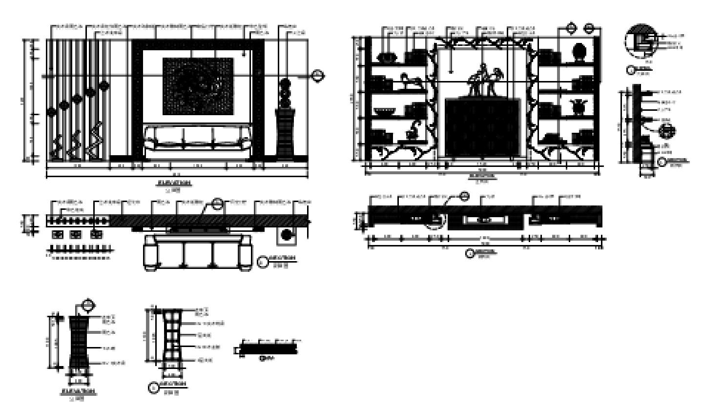 客厅背景墙装饰设计-详图CAD图