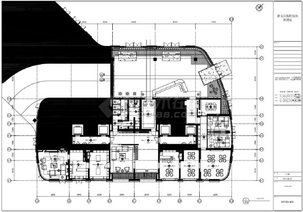 静安区梅村地块售楼处-大堂及前室平面装饰施工CAD图-图一