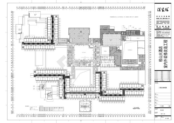 桂山大酒店室内外装修改造工程-二层总平面装饰施工CAD图-图一