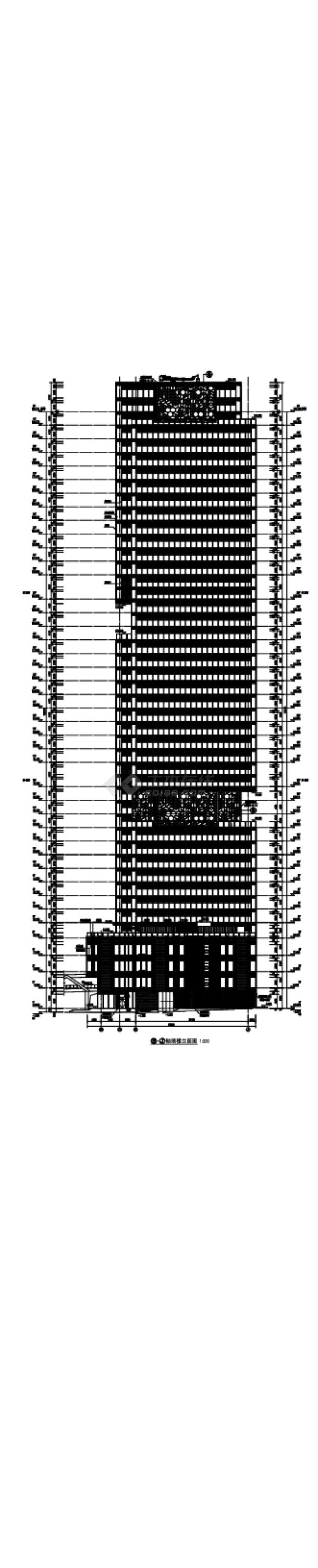 某城市广场轴裙房建筑立面图纸-图二