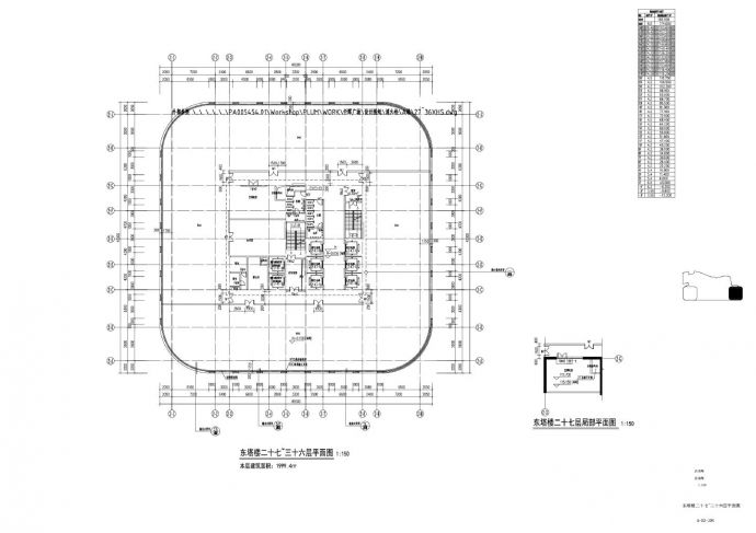 某广场-A塔办公建施平面CAD图_图1