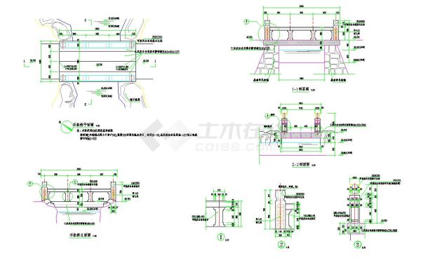 中式古典 纯石材花岗岩 石拱桥石板桥 平立剖 节点及结构 施工图-图一