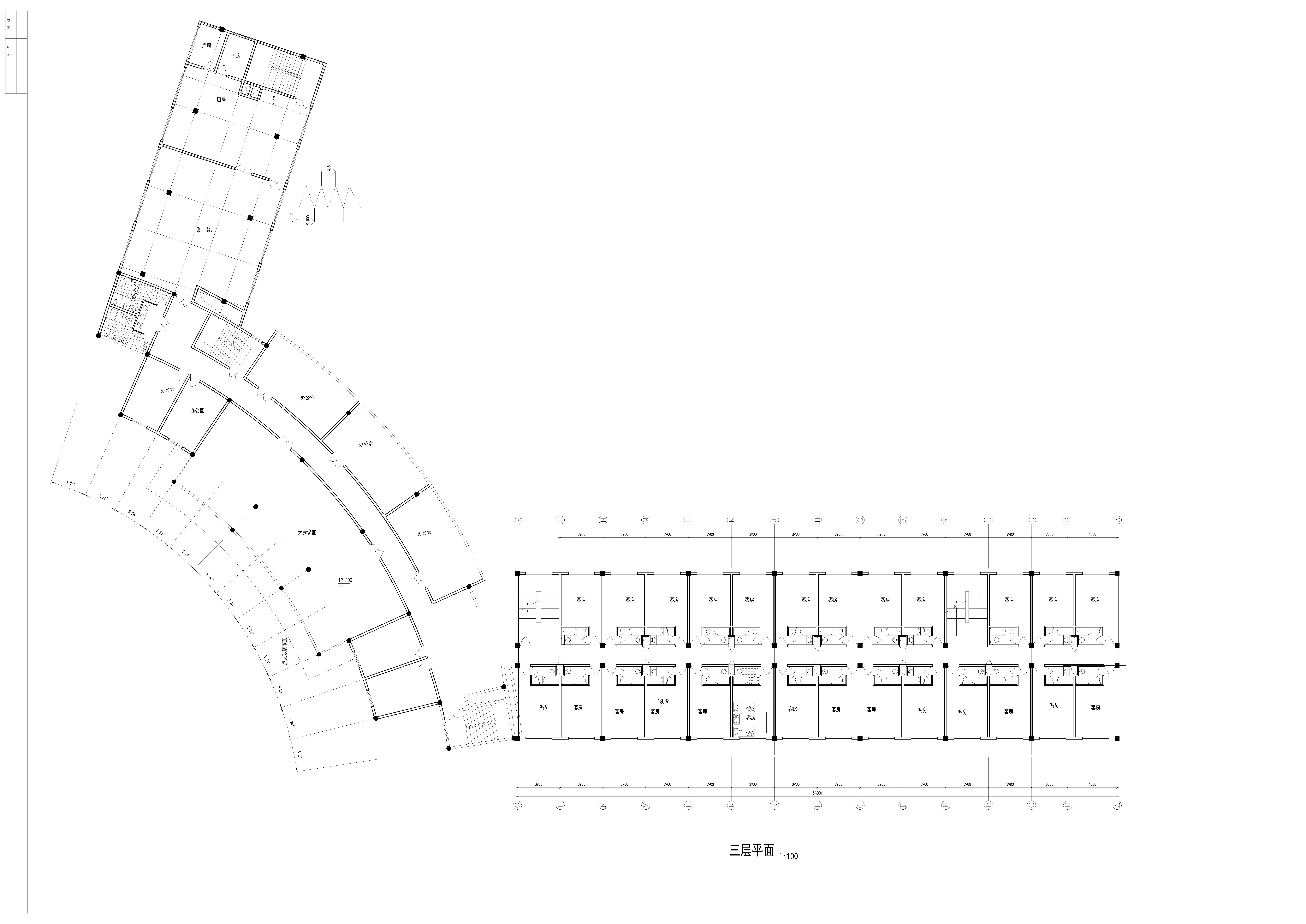 CAD设计图纸宾馆客房平面图