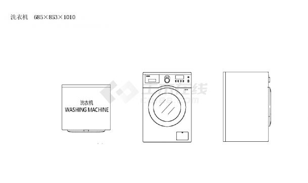 CAD图库 - 电器类 - 洗衣机.缝纫机（13种，38个块，有遮罩）CAD图-图二