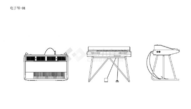 CAD图库 - 电器类 - 电子琴.钢琴.音响.调音台（16种，48个块，有遮罩）CAD图-图二
