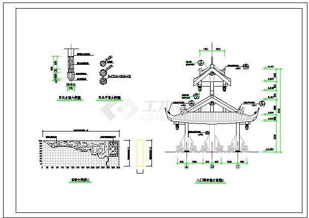 中式 古建 牌坊 平立剖 节点 及结构详图 全套施工图 结构配筋-图一