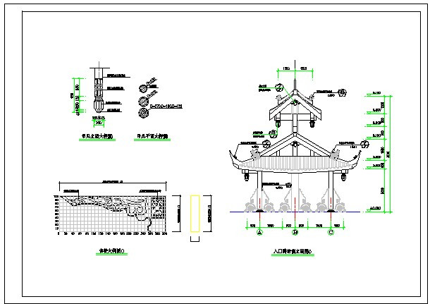 中式 古建 牌坊 平立剖 节点 及结构详图 全套施工图 结构配筋