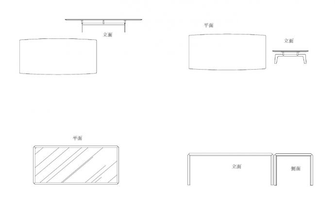某某建筑桌几类整理图库简约风茶几三视图-立面内含40个平面图CAD图_图1