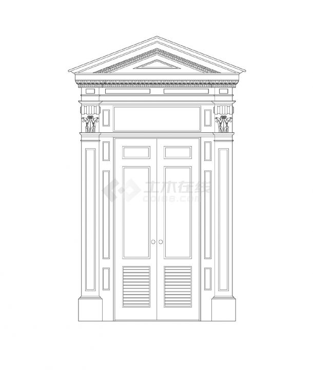 门窗类带罗马柱的欧式大门立面图库-图二