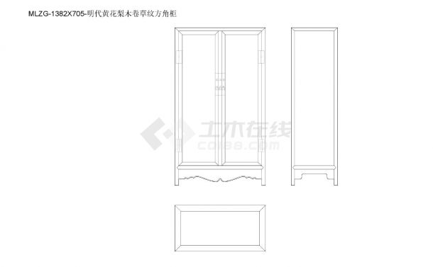柜子类（整理图库）＆（平立面）（置物柜）明代置物柜角柜平立侧面6个CAD图-图二