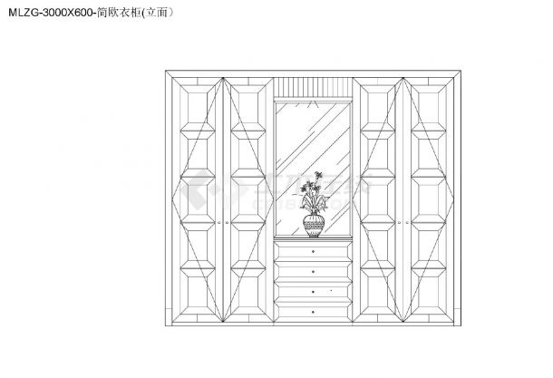 柜子类（整理图库）＆（平立面）（衣柜）简欧平开门衣柜平立面17个CAD图-图一