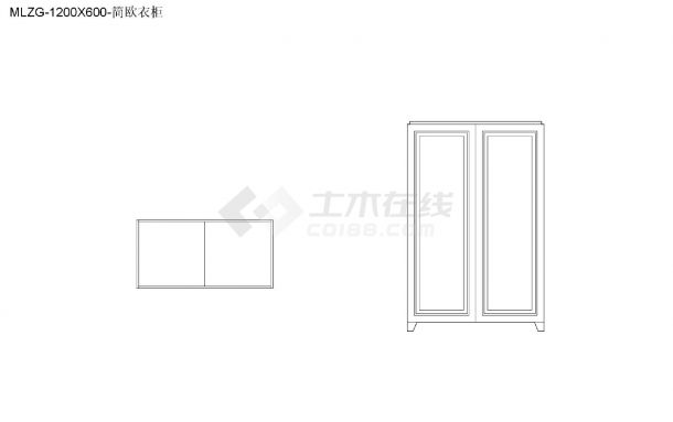 柜子类（整理图库）＆（平立面）（衣柜）简欧平开门衣柜平立面17个CAD图-图二