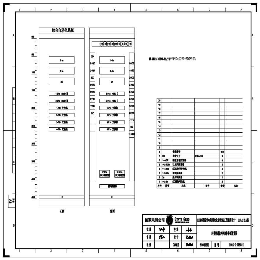 110-A2-2-D0203-11 I区数据通信网关机柜柜面布置图.pdf-图一