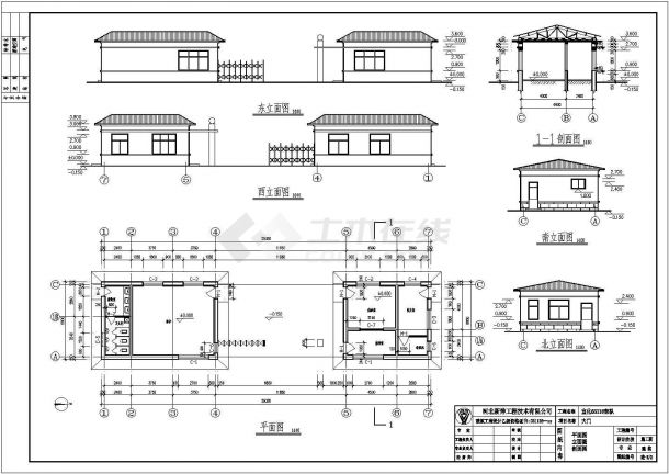 某地大门建筑设计cad施工图纸（标注详细）-图一