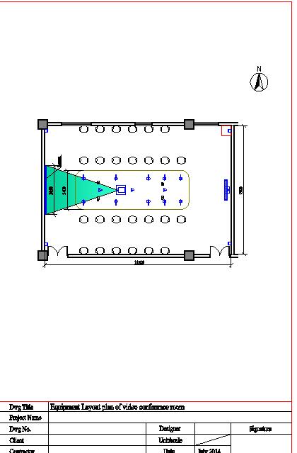 某地小型会议室影响电气设计图_图1