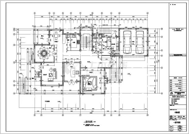 框剪结构二层带地下室欧式别墅施工图-图二