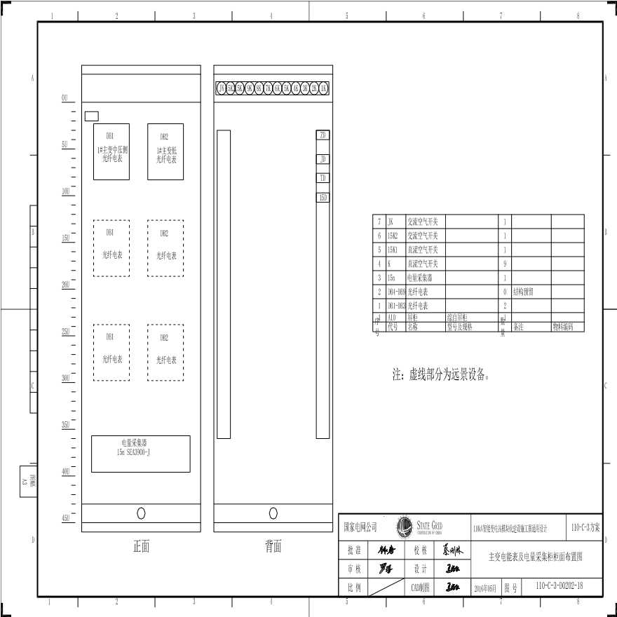110-C-3-D0202-18 主变压器电能表柜柜面布置图.pdf-图一