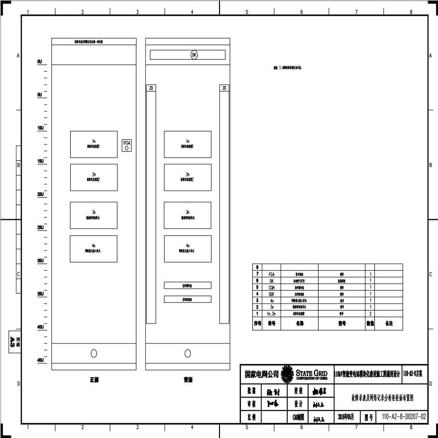 110-A2-8-D0207-02 故障录波及网络记录分析柜柜面布置图.pdf-图一