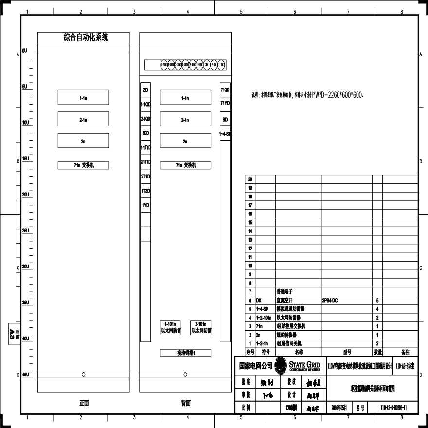 110-A2-8-D0203-11 I区数据通信网关机柜柜面布置图.pdf-图一